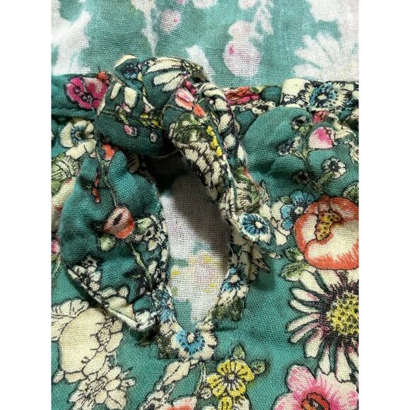 Natural Life Sienna Mini Dress Cotton Gauze Frayed Hems Green Floral Sz M - Picture 7 of 9